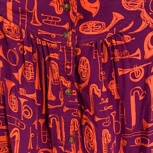 Anthropologie 52 Conversations  Colloquil Yoked Toot Your Own Horn Blouse Size 2 - Picture 4 of 8